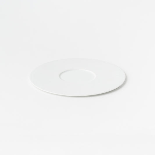 21cm Flat Plate with Round Indentation 7cm  (Rim Matte White (Sandblasted), Center Glossy White)