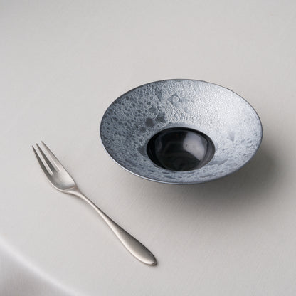 Frame Wide Rim Bowl - Mica Silver on Awagesho Black (Center Glossy Black)