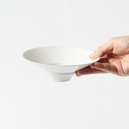 Frame Wide Rim Bowl - White Blast Rim and Glossy White Inner Bowl