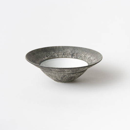 Frame Medium Rim Bowl - Inside White Sensuji Nashiji Charcoal