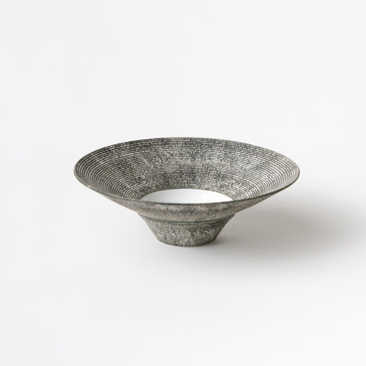 Frame Wide Rim Bowl - Inside White Sensuji Nashiji Charcoal