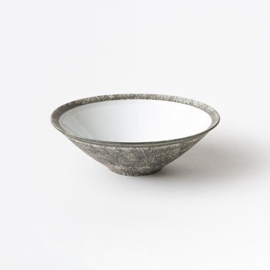 Frame Narrow Rim Bowl - Inside White Sensuji Nashiji Charcoal